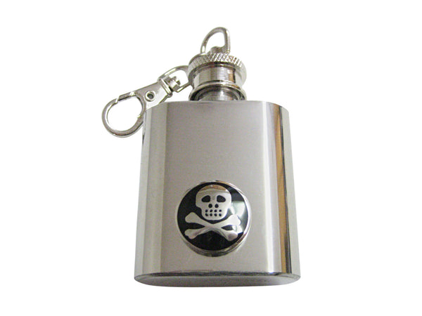 Shiny Skull Cross Bones 1 Oz. Stainless Steel Key Chain Flask