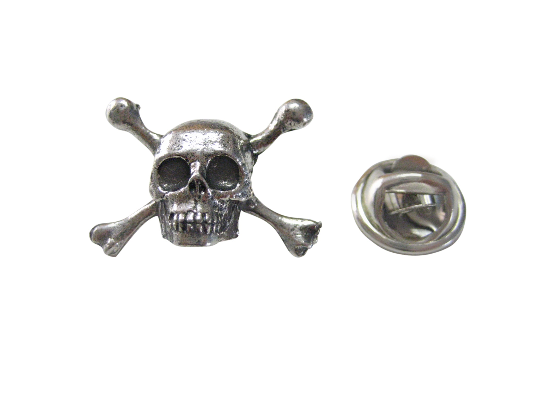 Shiny Skull Cross Bones Pendant Lapel Pin