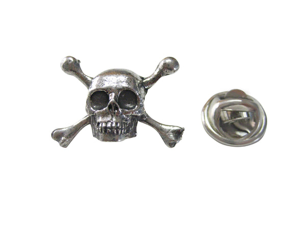 Shiny Skull Cross Bones Pendant Lapel Pin