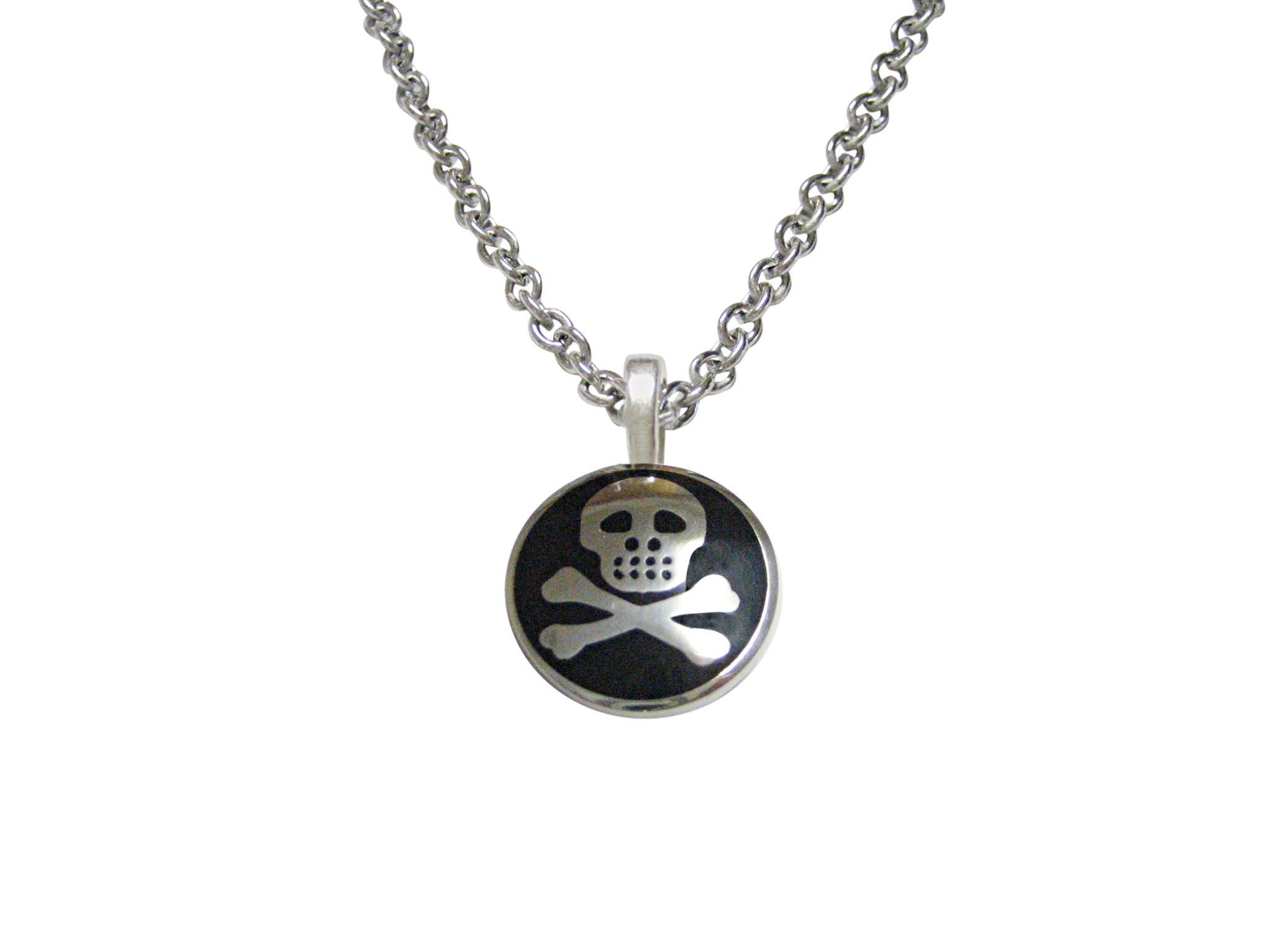 Shiny Skull Cross Bones Pendant Necklace