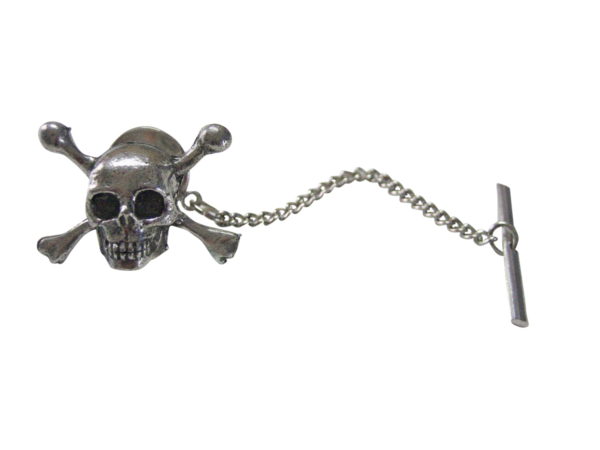 Shiny Skull Cross Bones Pendant Tie Tack