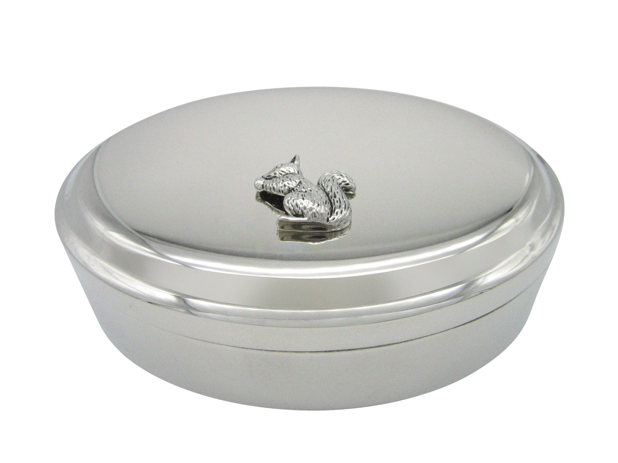 Shiny Squirrel Pendant Oval Trinket Jewelry Box
