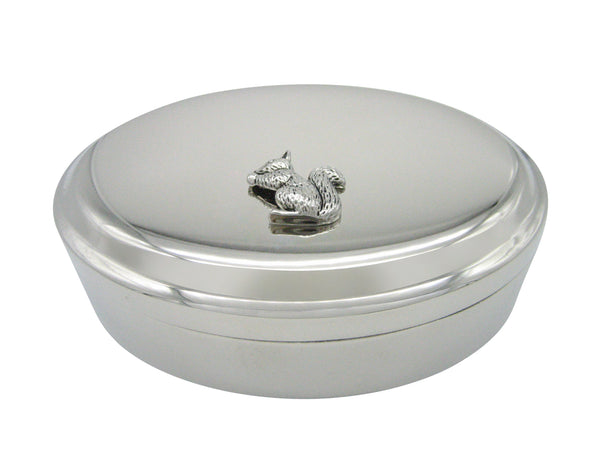 Shiny Squirrel Pendant Oval Trinket Jewelry Box