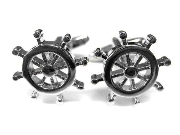 Ship Steering Wheel Helm Cufflinks