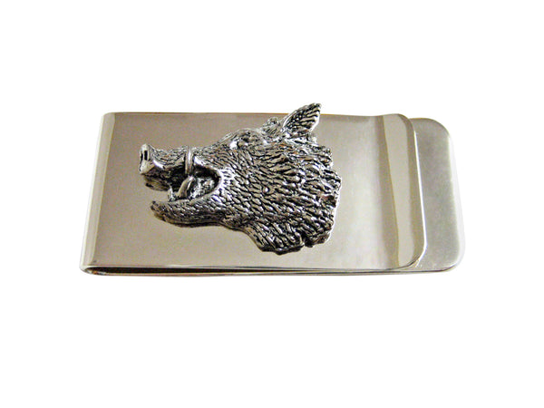 Side Facing Boar Head Money Clip