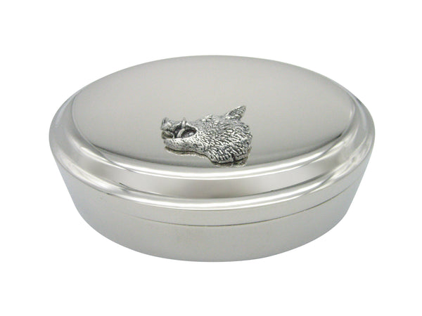 Side Facing Boar Oval Trinket Jewelry Box