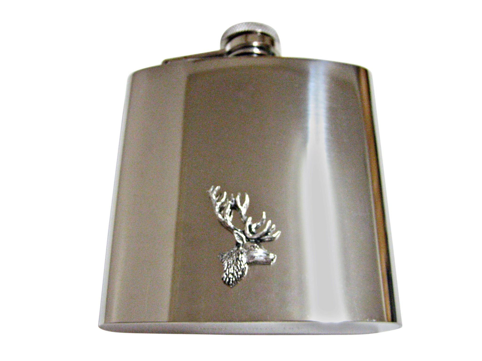 Side Facing Stag Deer Head 6 Oz. Stainless Steel Flask