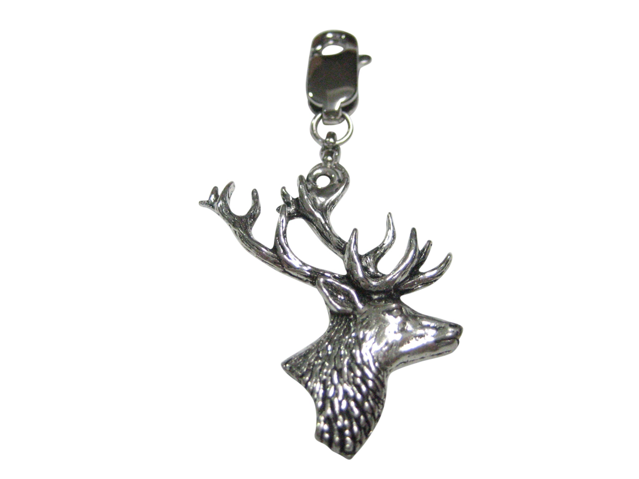Side Facing Stag Deer Head Pendant Zipper Pull Charm