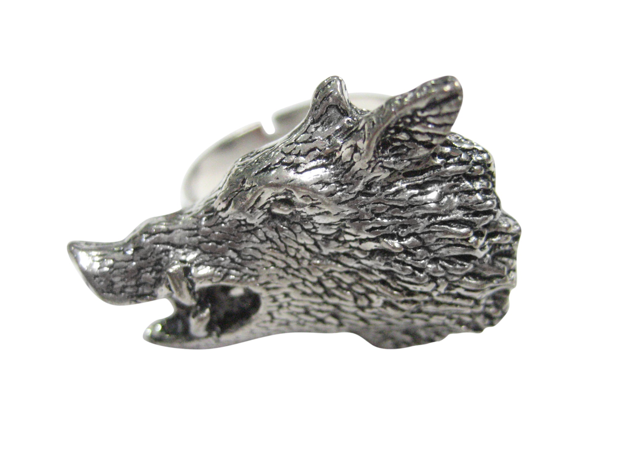 Side Facing Wild Boar Hog Head Adjustable Size Fashion Ring