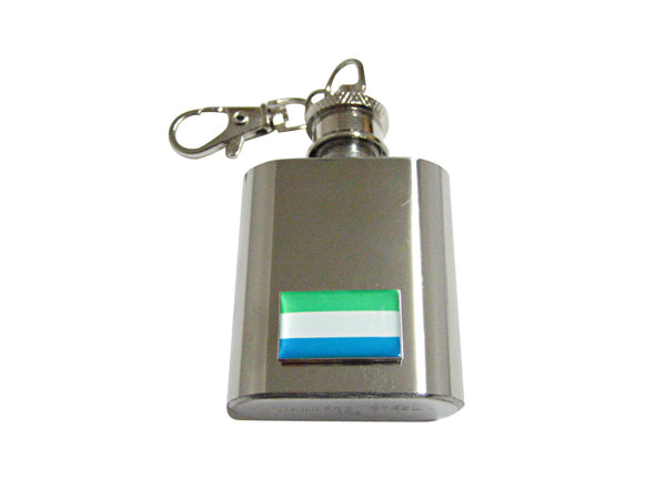 Sierra Leone Flag Pendant 1 Oz. Stainless Steel Key Chain Flask