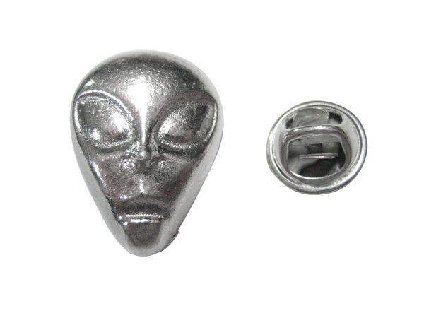 Silver Toned Alien Head Lapel Pin