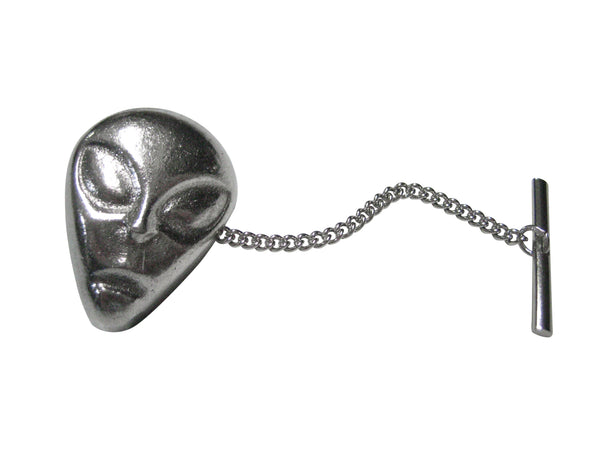 Silver Toned Alien Head Tie Tack