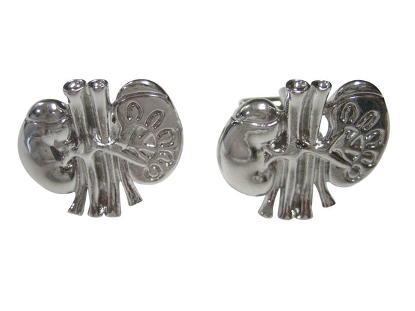 Silver Toned Anatomical Medical Nephrologists Kidney Cufflinks