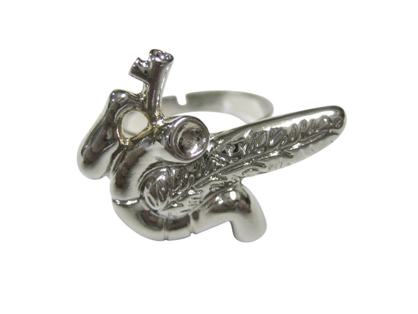 Silver Toned Anatomical Pancreas Adjustable Size Fashion Ring