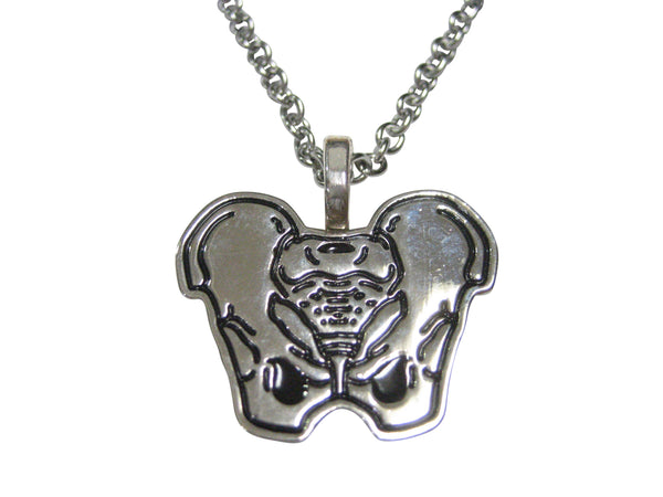 Silver Toned Anatomical Pelvis Pendant Necklace