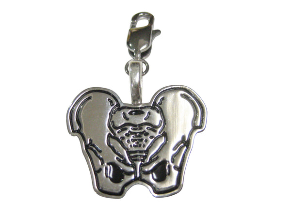 Silver Toned Anatomical Pelvis Pendant Zipper Pull Charm