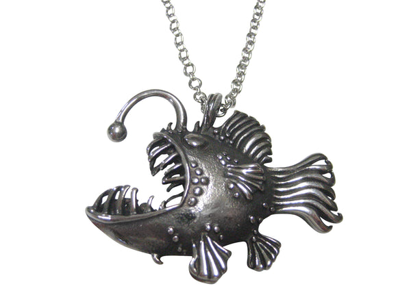 Silver Toned Angler Fish Pendant Necklace