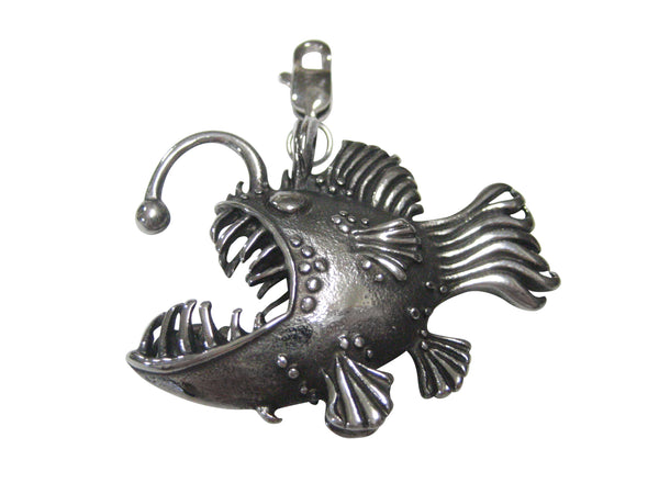 Silver Toned Angler Fish Pendant Zipper Pull Charm
