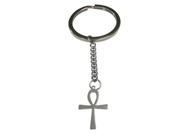Silver Toned Ankh Cross Pendant Keychain