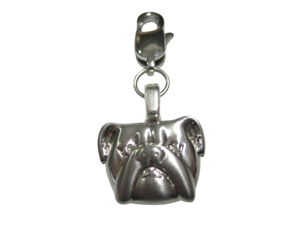 Silver Toned Bulldog Head Pendant Zipper Pull Charm