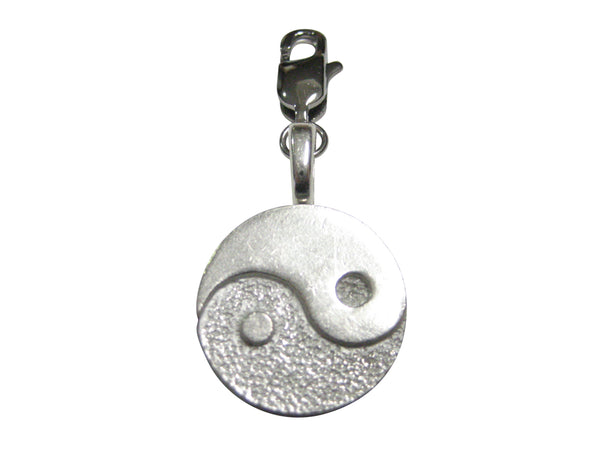Silver Toned Circular Yin and Yang Symbol Pendant Zipper Pull Charm