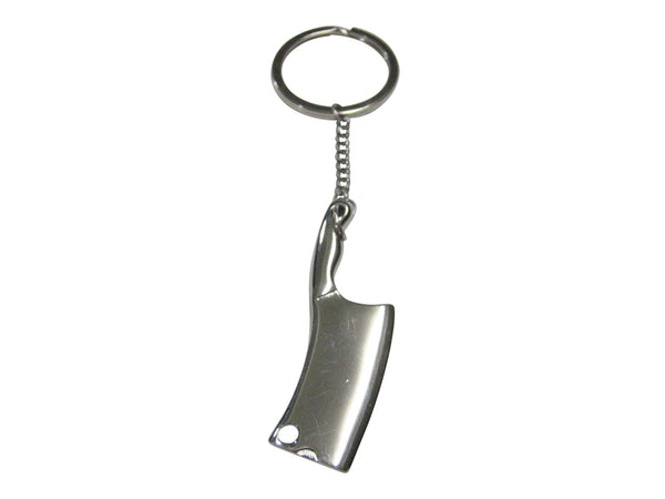 Silver Toned Cleaver Knife Pendant Keychain