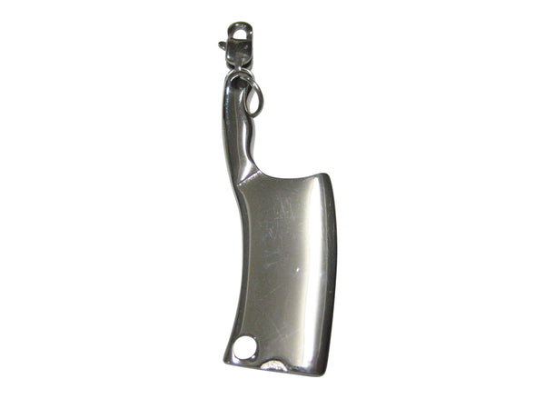 Silver Toned Cleaver Knife Pendant Zipper Pull Charm
