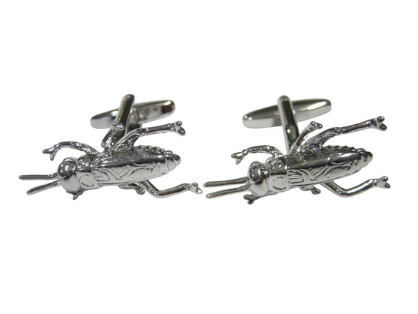 Silver Toned Cricket Bug Insect Cufflinks