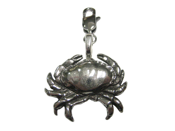 Silver Toned Detailed Crab Pendant Zipper Pull Charm