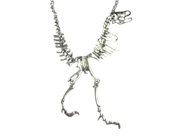 Silver Toned Dinosaur Fossil Necklace