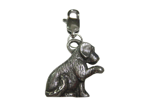 Silver Toned Dog With Paw Pendant Pendant Zipper Pull Charm