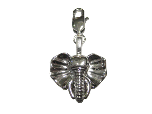 Silver Toned Elephant Head Pendant Zipper Pull Charm