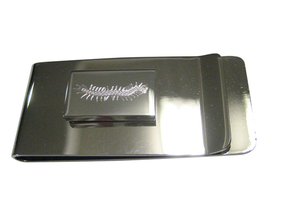 Silver Toned Etched Centipede Bug Insect Money Clip