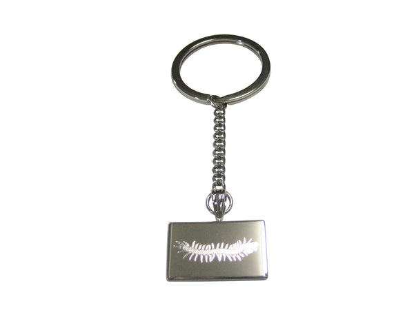Silver Toned Etched Centipede Bug Insect Pendant Keychain