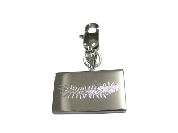 Silver Toned Etched Centipede Bug Insect Pendant Zipper Pull Charm