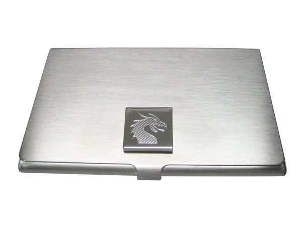 Silver Toned Etched Dragon Head Business Card Holder