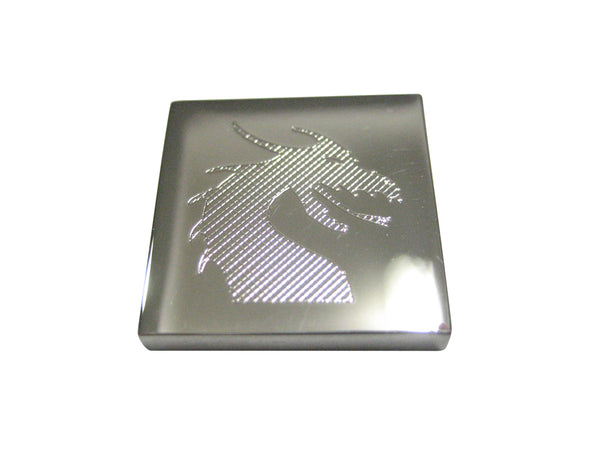 Silver Toned Etched Dragon Head Magnet
