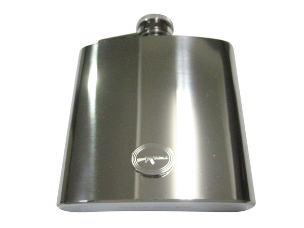 Silver Toned Etched Oval AK47 Rifle 6oz Flask
