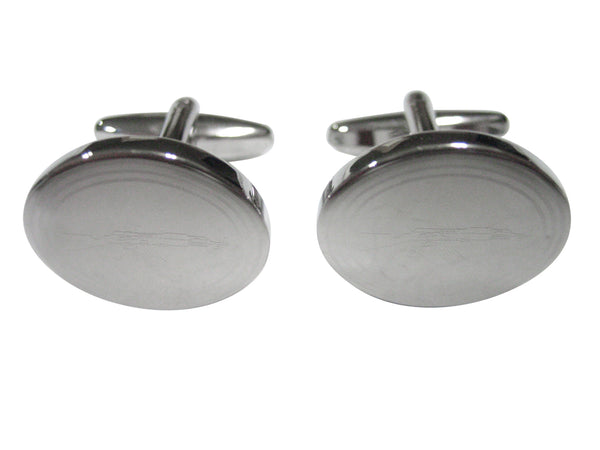 Silver Toned Etched Oval AK47 Rifle V4 Cufflinks