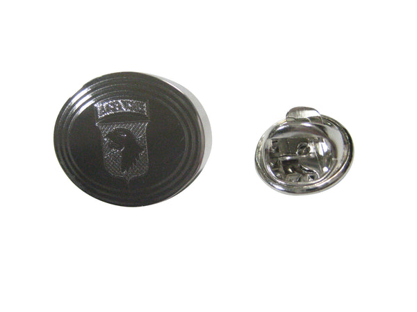 Silver Toned Etched Oval Airborne Design Lapel Pin