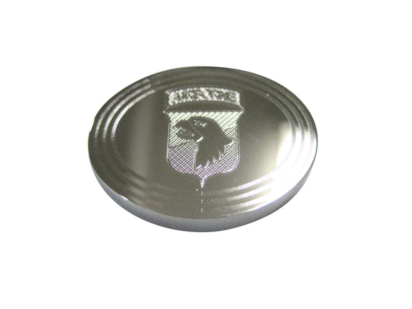 Silver Toned Etched Oval Airborne Design Magnet