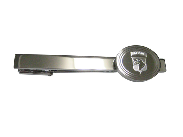 Silver Toned Etched Oval Airborne Design Tie Clip