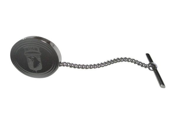 Silver Toned Etched Oval Airborne Design Tie Tack