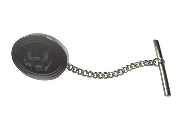 Silver Toned Etched Oval American Eagle Design Tie Tack