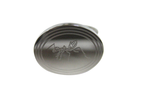 Silver Toned Etched Oval Ant Bug Insect Adjustable Size Fashion Ring