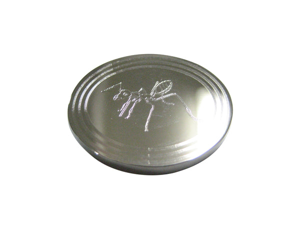 Silver Toned Etched Oval Ant Bug Insect Magnet