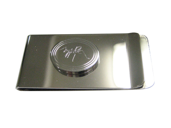 Silver Toned Etched Oval Ant Bug Insect Money Clip