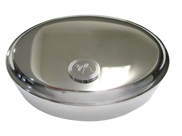Silver Toned Etched Oval Ant Bug Insect Oval Trinket Jewelry Box