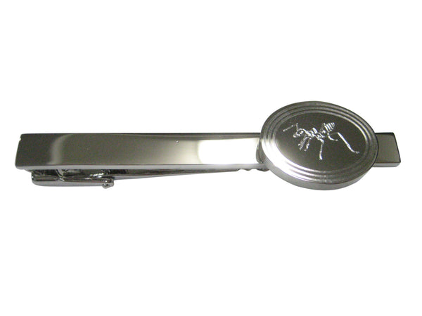 Silver Toned Etched Oval Ant Bug Insect Tie Clip