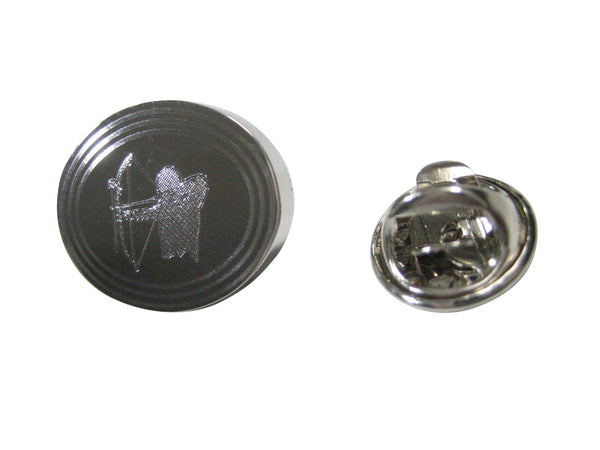 Silver Toned Etched Oval Archer Lapel Pin